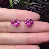 1.2ct Stud Earrings Heart Cut Pink Ruby Solitaire Women 14k White Gold Finish