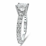 2Ct Round Cut Diamond Solitaire with Accents Engagement Ring 18K White Gold Over