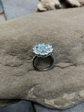 4.5ct Heart Cut Blue Aquamarine Hearts Flower Cocktail Ring 14k WhiteGold Finish