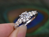 1ct Round Cut Diamond Engagement Ring 14k White Gold Finish Promise Wedding Band