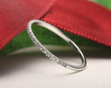 Minimalist Half Eternity Wedding Band 0.5ct Round Cut Diamond 14k WhiteGold Over