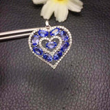 2.3ct Tanzanite Pendant Oval Cut Heart Cocktail 14k White Gold Finish NO CHAIN