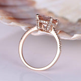 1ct Cushion Cut Peach Morganite Solitaire Engagement Ring 18k Rose Gold Finish