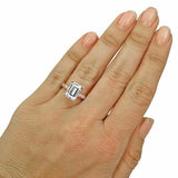 4Ct Emerald Cut Diamond with Round Accents Engagement Ring 14K Rose Gold Finish