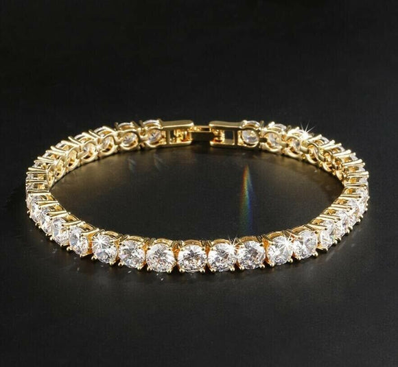 20Ct Round Cut Sparkle Diamond Gatsby Tennis Bracelet 14K Yellow Gold Finish