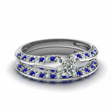 3ct Oval Cut Diamond Sapphire Bridal Set Engagement Ring 14k White Gold Finish