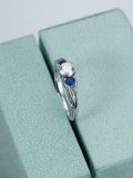 Sapphire Accents Trilogy Engagement Ring 1.4ct Round Diamond 14k White Gold Over