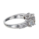 2.9ct Round Diamond Engagement Ring Trilogy Accent Solitaire 14k White Gold Over