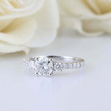 1.7ct Round Cut Diamond Engagement Ring Accents Trilogy 14k White Gold Finish