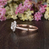 Cluster Floral Solitaire Engagement Ring 2ct Round Cut Diamond 14k RoseGold Over