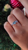 0.6ct Heart Cut Simulated Blue Aquamarine Three Stone Ring 14k White Gold Plated