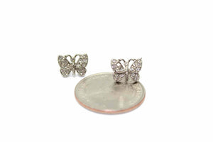 1ct Round Cut VVS1D Diamond Butterfly Design Stud Earrings 14k White Gold Finish