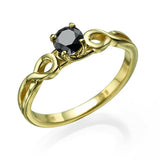 1ct Round Black Diamond Engagement Ring Infinity Solitaire 14k YellowGold Finish