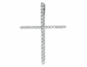 0.35ct Round Cut VVS1D Diamond Pendant One Row Holy Cross 14k White Gold Finish