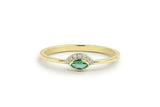 0.7ct Marquise Cut Green Emerald Crown Minimalist Ring 14k Yellow Gold Finish