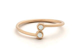 Two Stone Minimalist Engagement Ring 0.2ct Round Cut Diamond 14k RoseGold Finish