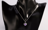 1.2ct Round Cut Purple Amethyst Pendant Heart Shape 14k White Gold Over NO CHAIN