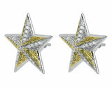 0.75ct Round Cut VVS1D Diamond Star Design Stud Earrings 14k Dual Tone Finish