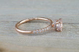 1.3ct Round Cut Morganite Engagement Ring 14k Rose Gold Finish Accents Solitaire