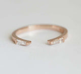 0.4ct Baguette Cut Diamond Wedding Band 14k Rose Gold Finish Open Minimalist