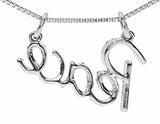 0.4ct Round Cut VVS1D Diamond Pendant Peace Word 14k White Gold Finish NO CHAIN