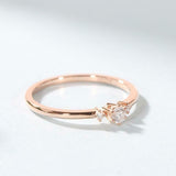 0.4ct Round Cut Diamond Engagement Ring Minimalist Trilogy 14k Rose Gold Finish