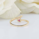 1ct Heart Cut Pink Ruby Engagement Ring Bypass Solitaire 14k Yellow Gold Finish