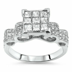 3.5Ct Princess Cut Diamond Stylish Curves Engagement Ring 14K White Gold Finish