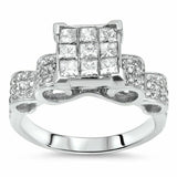 3.5Ct Princess Cut Diamond Stylish Curves Engagement Ring 14K White Gold Finish