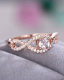 2Ct Round Cut Peach Morganite Infinity Swirl Engagement Ring 14K Rose Gold Over