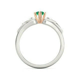 1Ct Marquise Green Emerald Trinity Solitaire Engagement Ring 14K Dual Gold Over