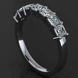 7 Stone Wedding Ring Band 1.2ct Asscher Cut VVS1D Diamond 14k White Gold Finish