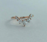 1.5ct Pear Cut Diamond Engagement Ring Stackable Curved Crown 14k Rose Gold Over