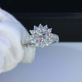 2ct Round Cut Diamond Accent Cluster Halo Engagement Ring 14k White Gold Finish