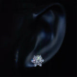 1.6ct Round Cut VVS1 Diamond Snow Shape Design Stud Earrings 14k White Gold Over