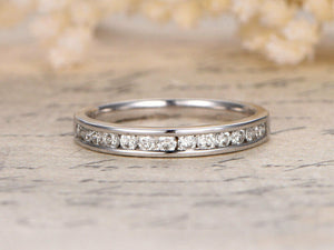 1.5ct Round Cut Diamond Wedding Ring Band Half Eternity 14k White Gold Finish