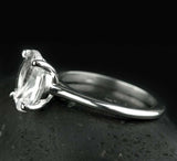 4 Prong Solitaire Engagement Ring 1.5ct Oval Cut Diamond 14k White Gold Finish