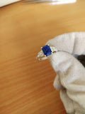 2ct Engagement Ring Emerald Cut Blue Sapphire Diamond Accent 14k White Gold Over