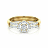 1.6ct Engagement Ring Round Cut Diamond Split Shank Halo 14k Yellow Gold Finish