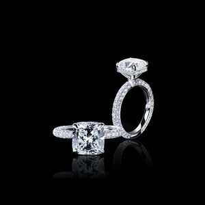 3ct Cushion Cut Diamond Accent Cocktail Iced Engagement Ring 14k White Gold Over