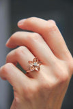 0.25ct Round Cut Diamond Engagement Ring Flower Statement 14k Rose Gold Finish