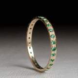 2ct Wedding Ring Band Round Cut Green Emerald Full Eternity 14k Yellow Gold Over