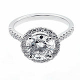 1.3ct Round Diamond Halo Classic Solitaire Engagement Ring 14k White Gold Finish