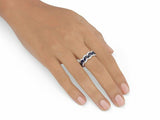 2ct Marquise Blue Sapphire Halo Stylish Full Eternity Band 14k White Gold Finish