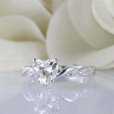 1.3ct Heart Cut Diamond Engagement Ring Infinity Twisted 14k White Gold Finish