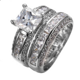 4Ct Princess Cut Diamond Bridal Solitaire Ring Band Set 14K White Gold Finish