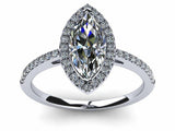 1.3ct Marquise Cut Diamond Accent Halo Solitaire Engagement Ring 14k Gold Finish