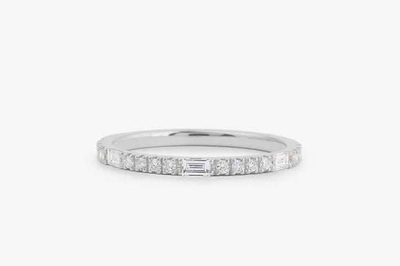 1.45ct Wedding Ring Band Baguette Cut Diamond Full Eternity 14k White Gold Over