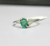 1ct Engagement Ring Oval Cut Green Emerald Swirl Trilogy 14k White Gold Finish