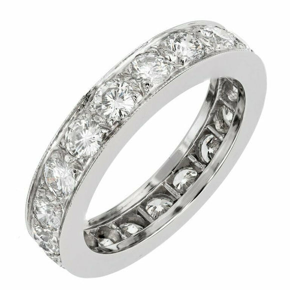 4Ct Round Cut VVS1D Diamond Stylish Stackable Wedding Band 14k White Gold Over